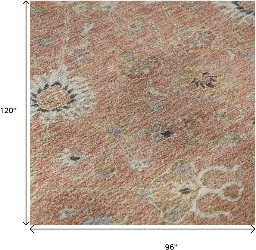 Pink Denim Blue And Silver Floral Washable Area Rug With UV Protection Photo 9