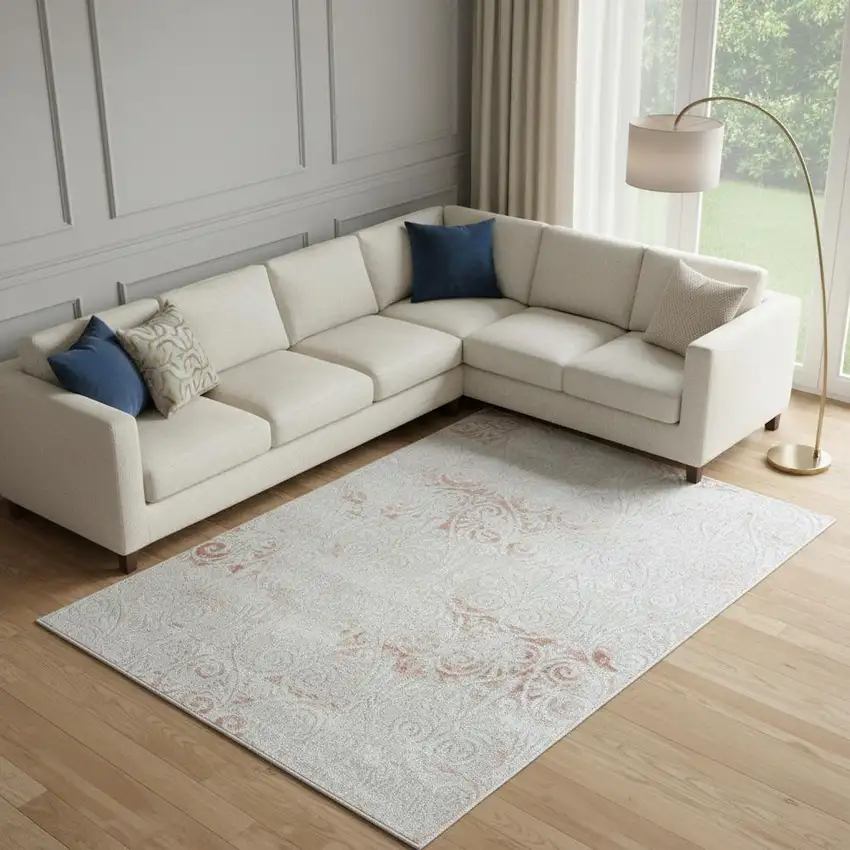 Pink Floral Area Rug Photo 1