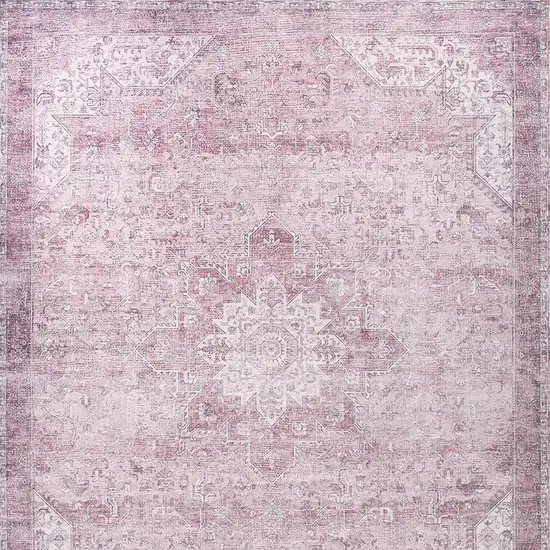 Pink Floral Distressed Area Rug Photo 8
