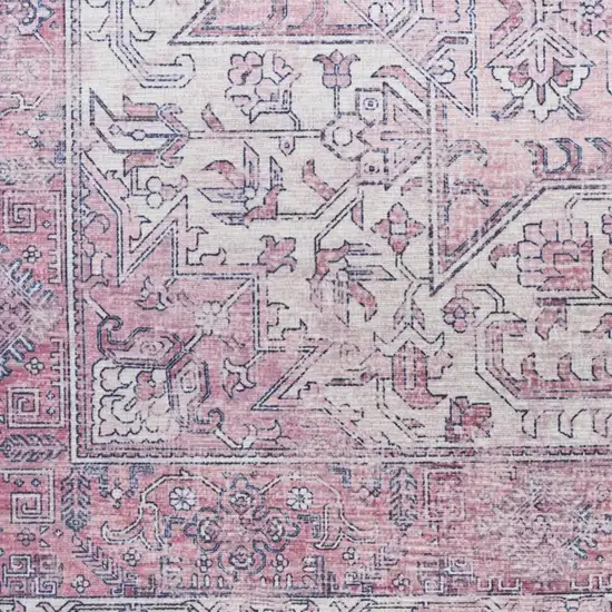 Pink Floral Distressed Area Rug Photo 2