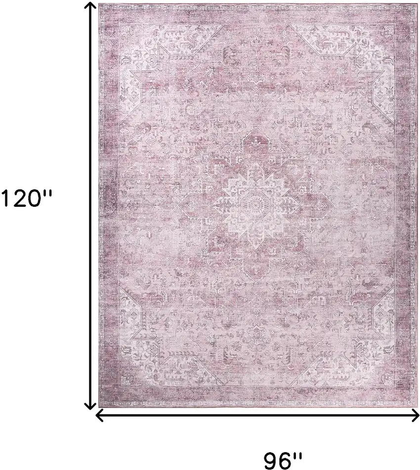 Pink Floral Distressed Area Rug Photo 3