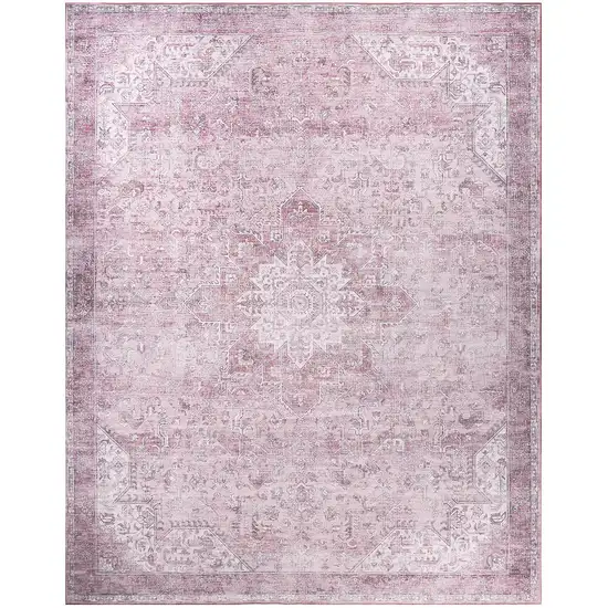 Pink Floral Distressed Area Rug Photo 9