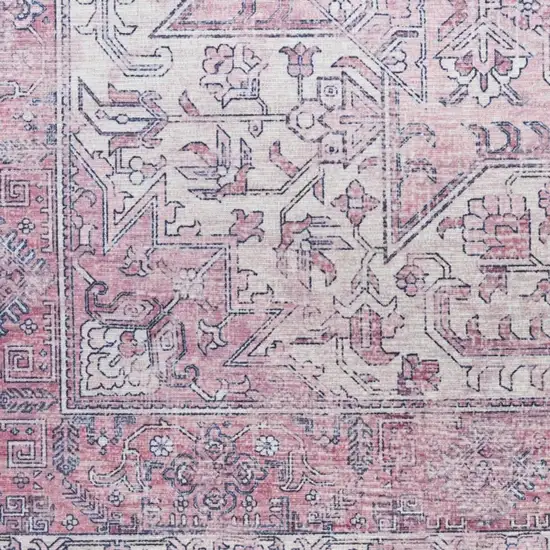 Pink Floral Distressed Area Rug Photo 2