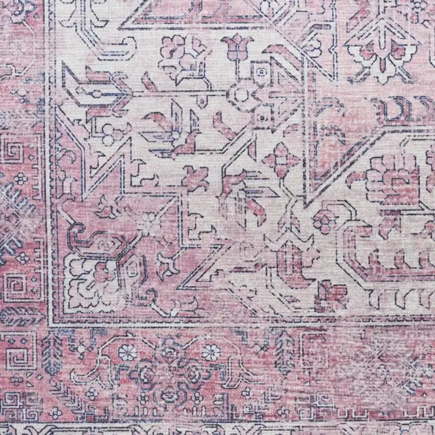 Pink Floral Distressed Area Rug Photo 2