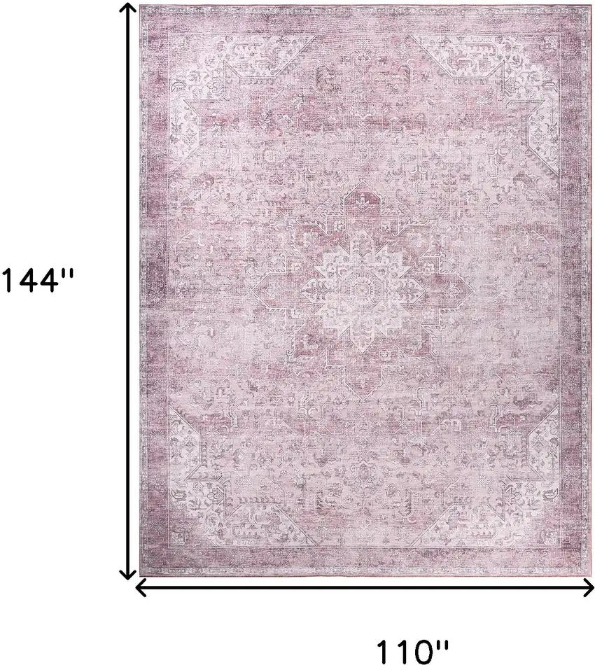 Pink Floral Distressed Area Rug Photo 3