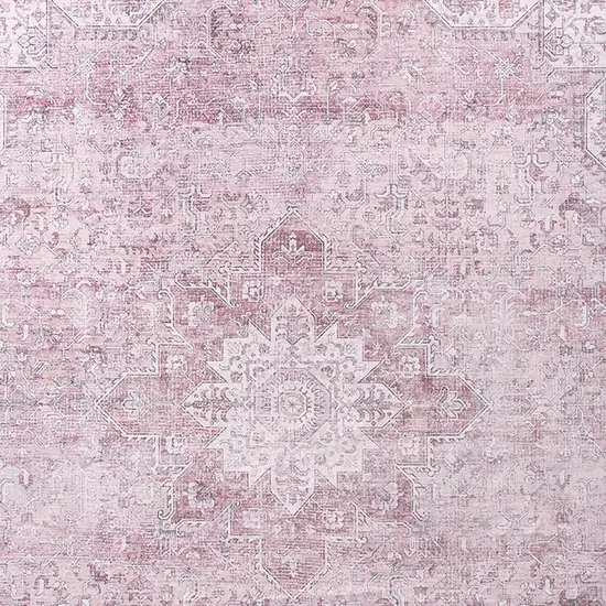 Pink Floral Distressed Area Rug Photo 9