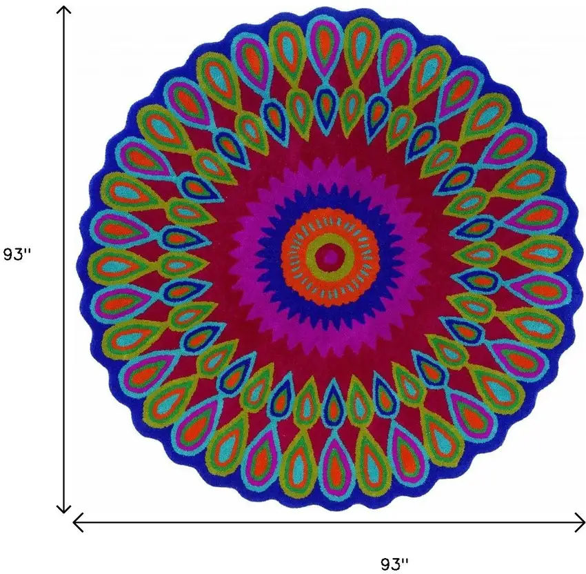 8' Pink Wool Hand Tufted Round Rug Photo 3