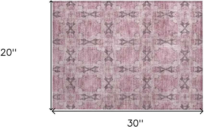 Pink Floral Medallion Washable Non Skid Indoor Outdoor Area Rug Photo 3