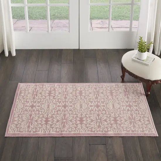 Pink Floral Power Loom Area Rug Photo 6