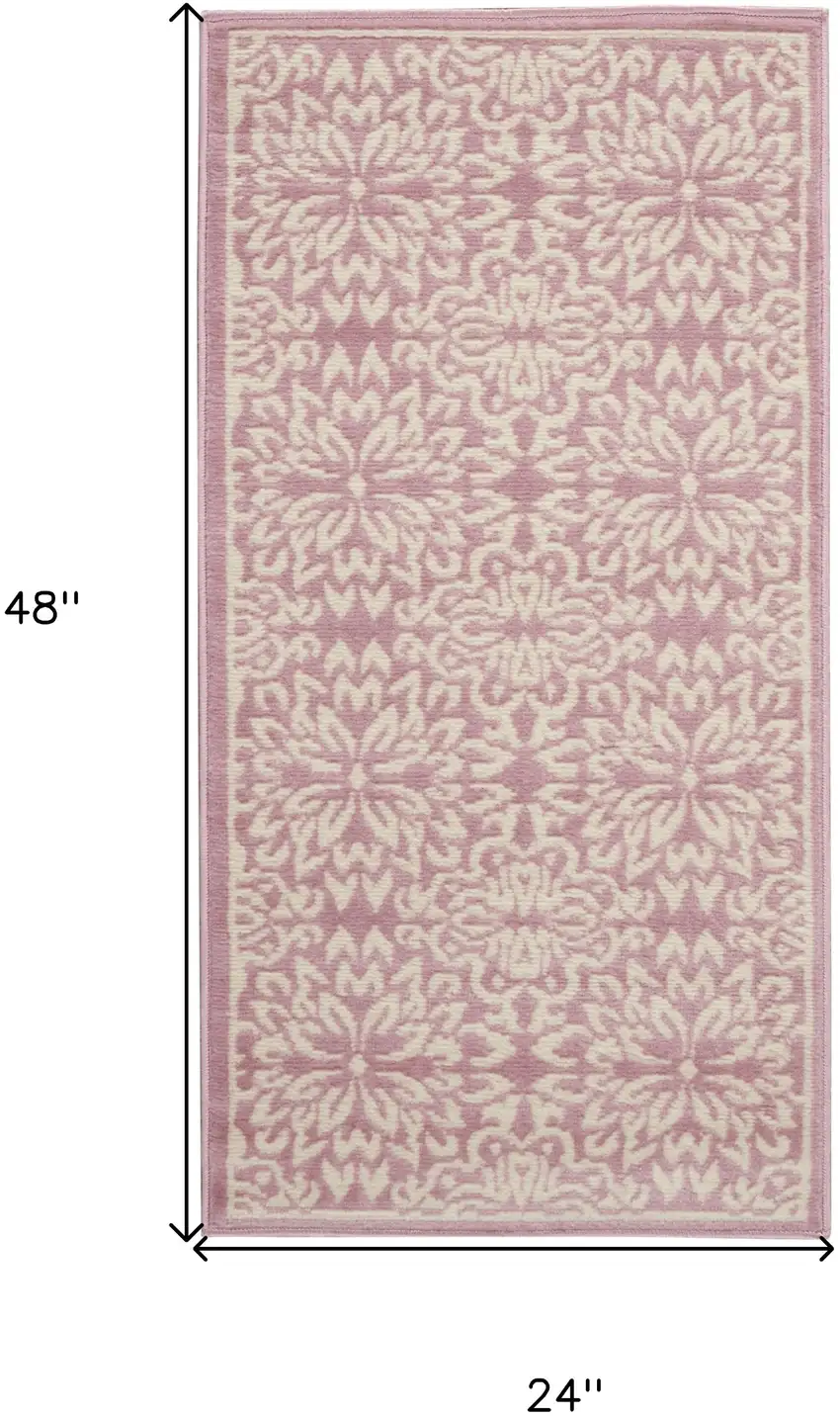 Pink Floral Power Loom Area Rug Photo 6