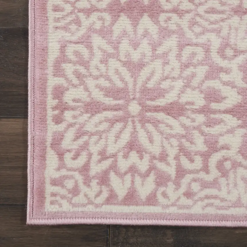 Pink Floral Power Loom Area Rug Photo 2