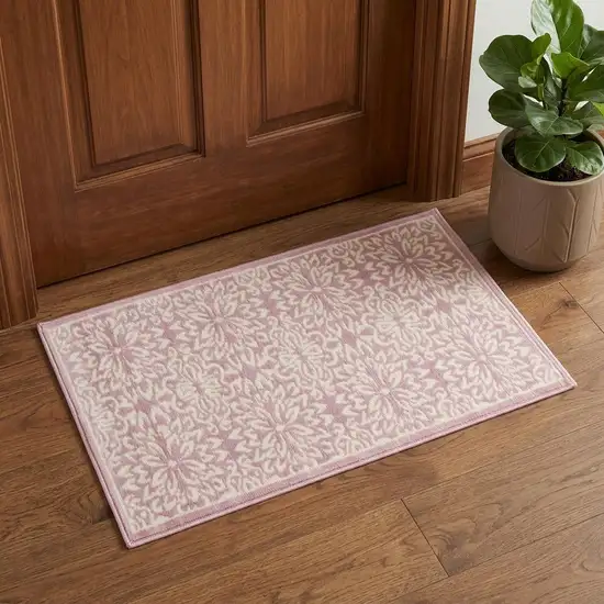 Pink Floral Power Loom Area Rug Photo 1