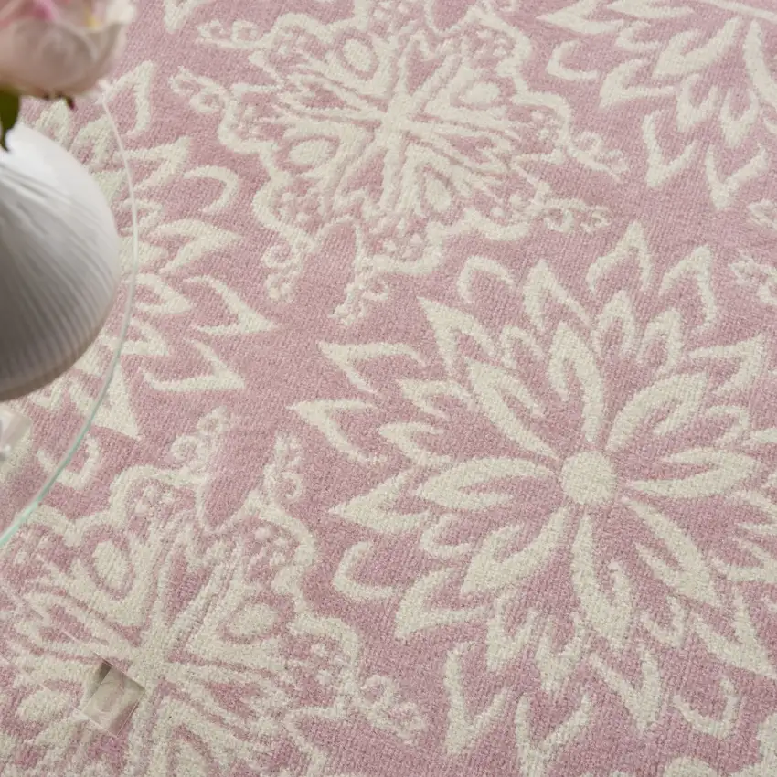 Pink Floral Power Loom Area Rug Photo 8