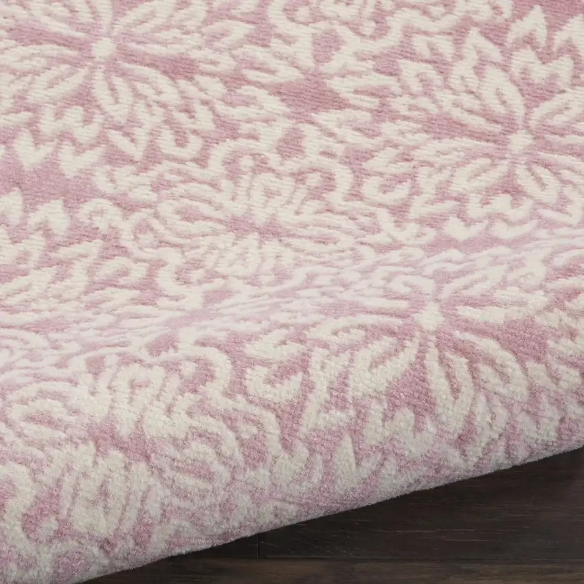 Pink Floral Power Loom Area Rug Photo 3