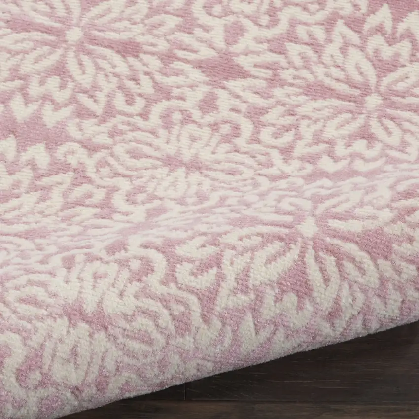 Pink Floral Power Loom Area Rug Photo 9