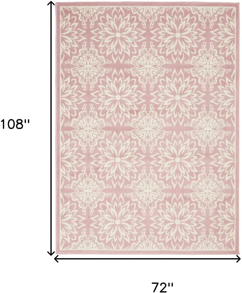 Pink Floral Power Loom Area Rug Photo 8