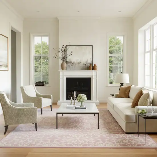 Pink Floral Power Loom Area Rug Photo 5