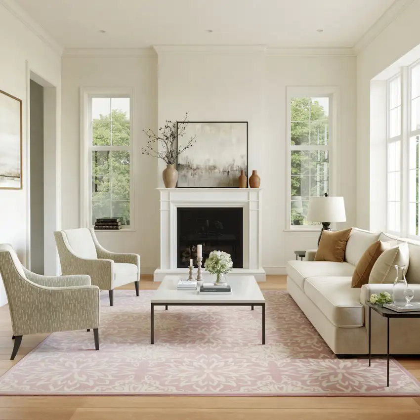 Pink Floral Power Loom Area Rug Photo 5