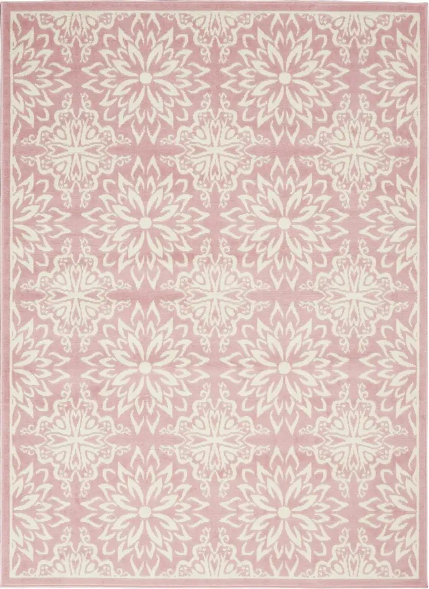 Pink Floral Power Loom Area Rug Photo 8