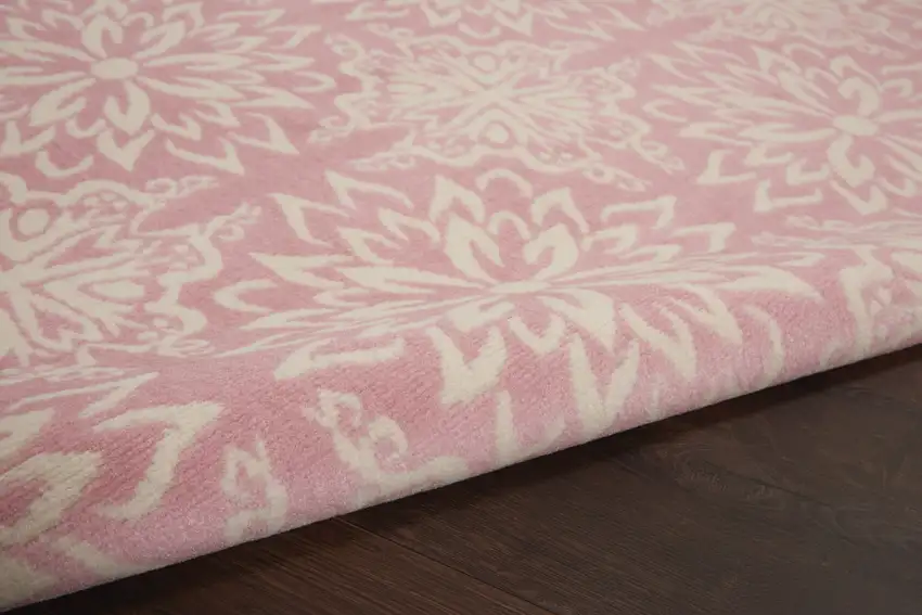 Pink Floral Power Loom Area Rug Photo 5