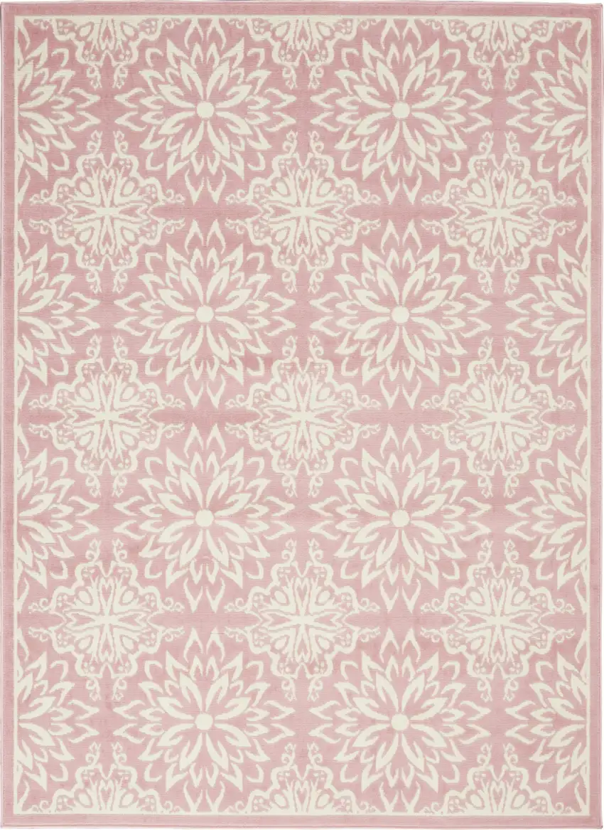 Pink Floral Power Loom Area Rug Photo 2
