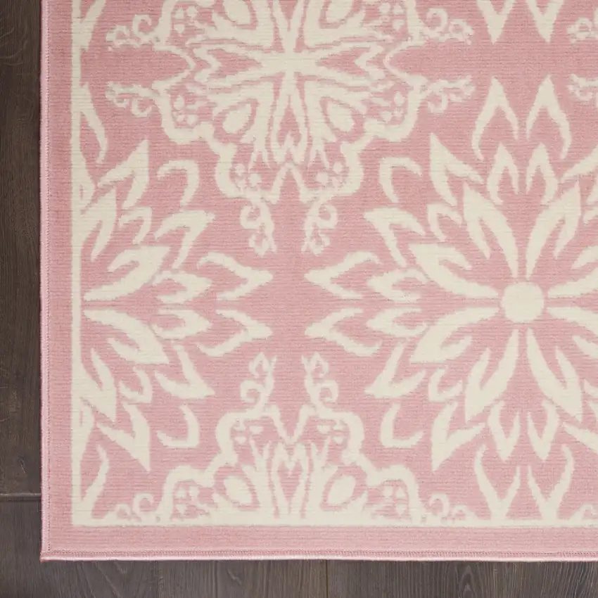 Pink Floral Power Loom Area Rug Photo 9