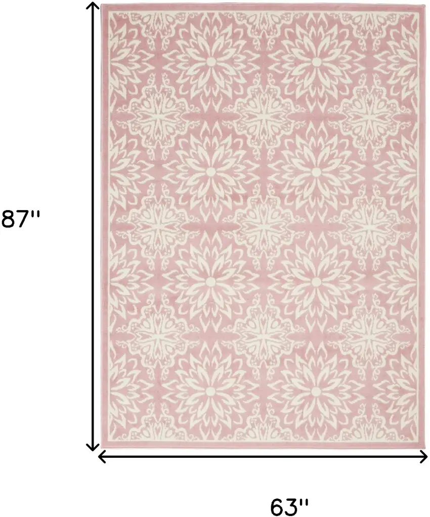 Pink Floral Power Loom Area Rug Photo 8