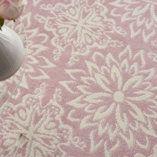 Pink Floral Power Loom Area Rug Photo 9