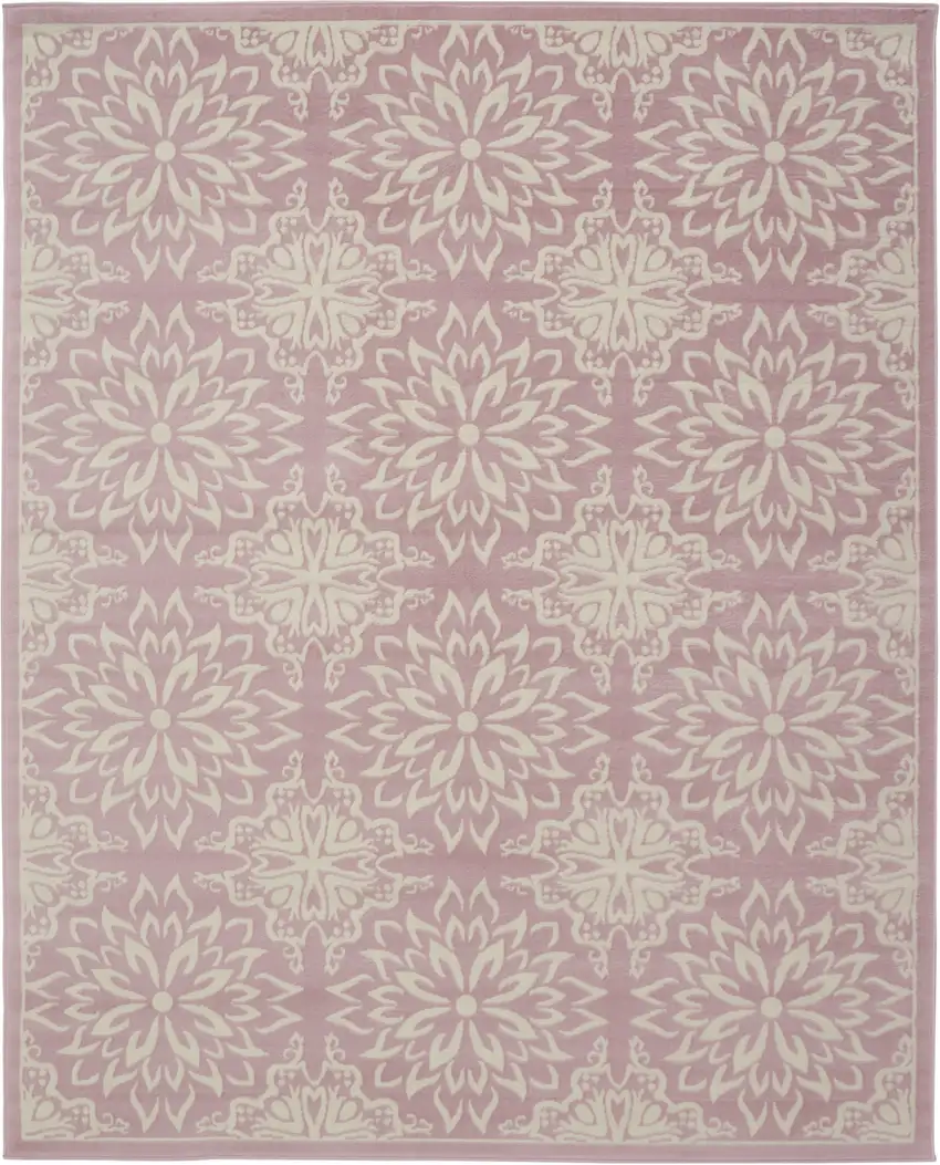 Pink Floral Power Loom Area Rug Photo 4