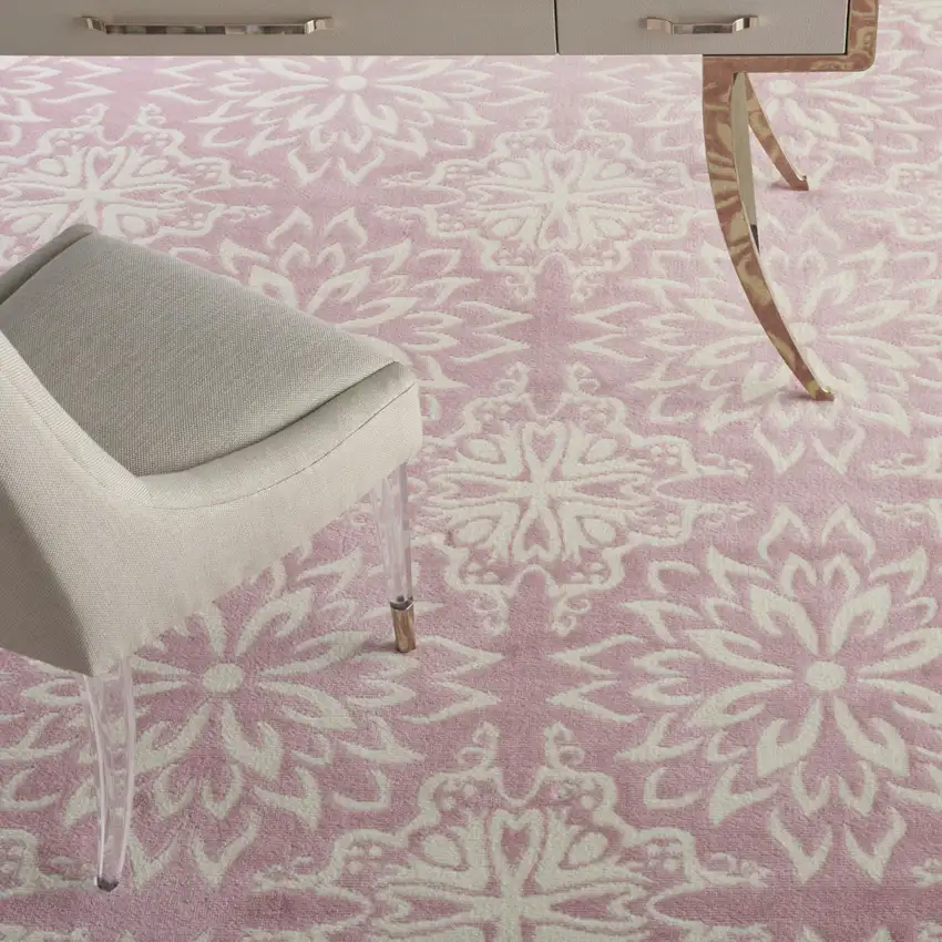 Pink Floral Power Loom Area Rug Photo 9
