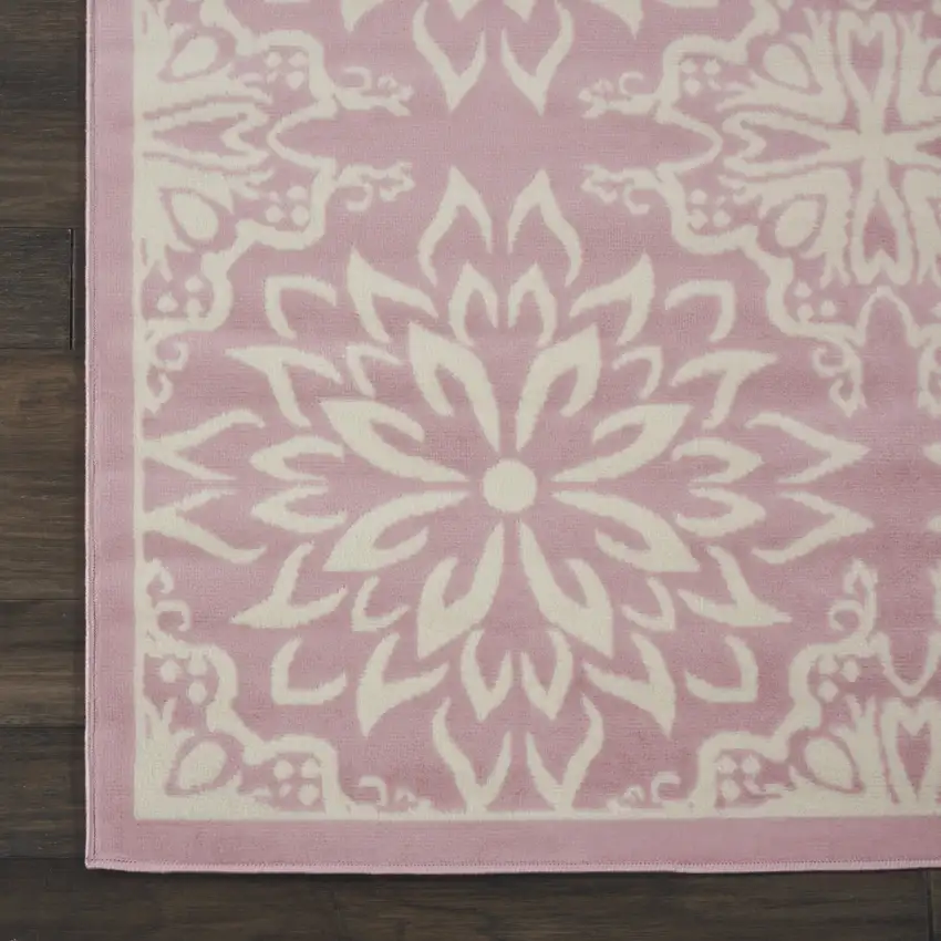 Pink Floral Power Loom Area Rug Photo 3