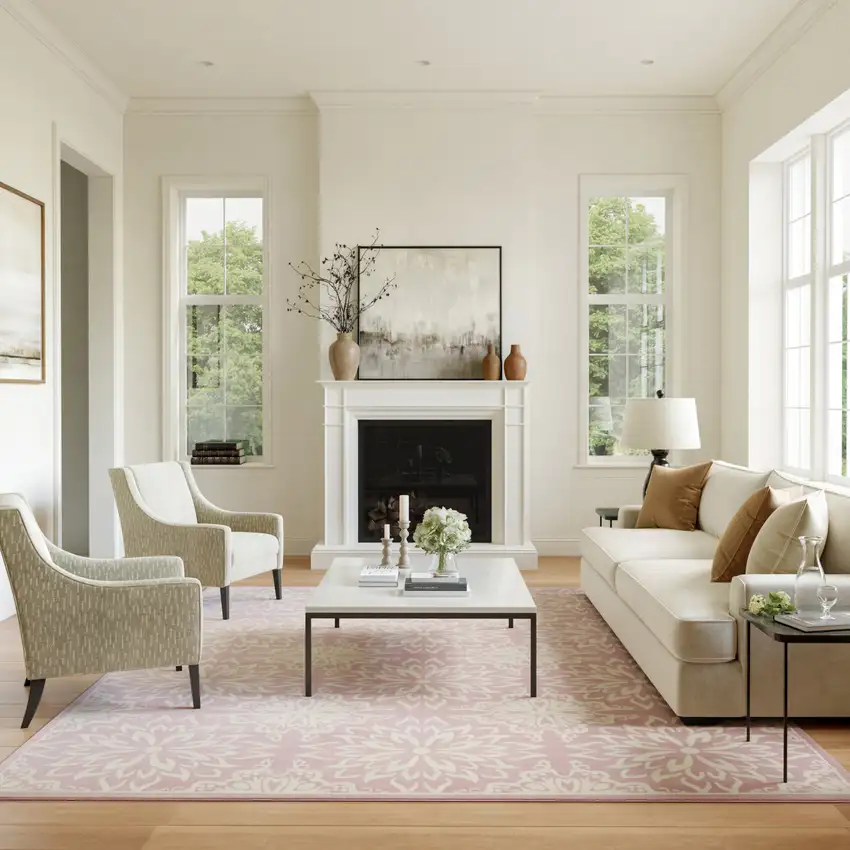 Pink Floral Power Loom Area Rug Photo 5