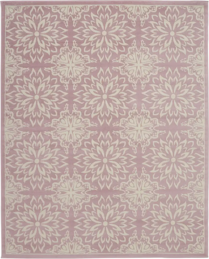Pink Floral Power Loom Area Rug Photo 1