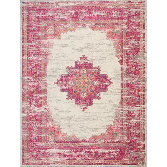 Pink Floral Power Loom Area Rug Photo 2