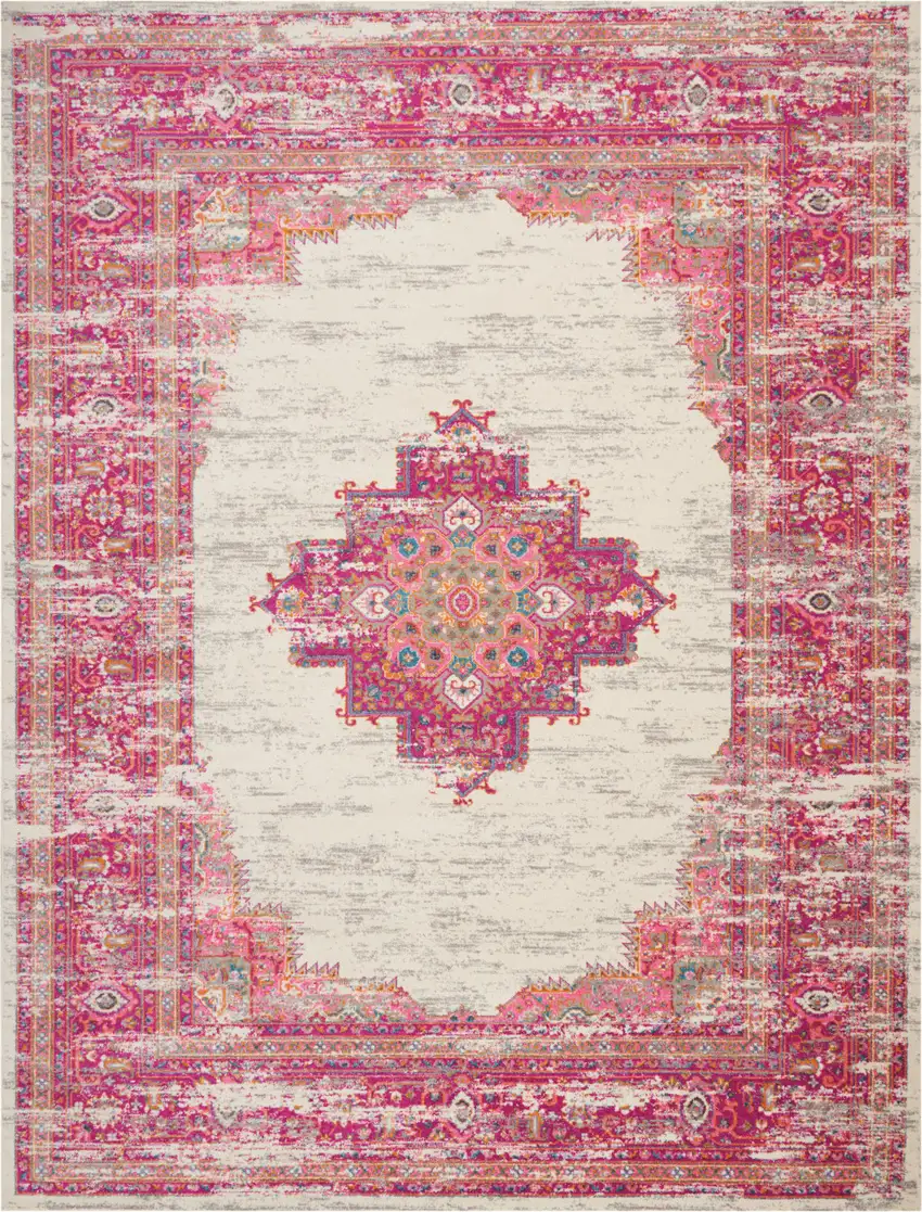 Pink Floral Power Loom Area Rug Photo 2