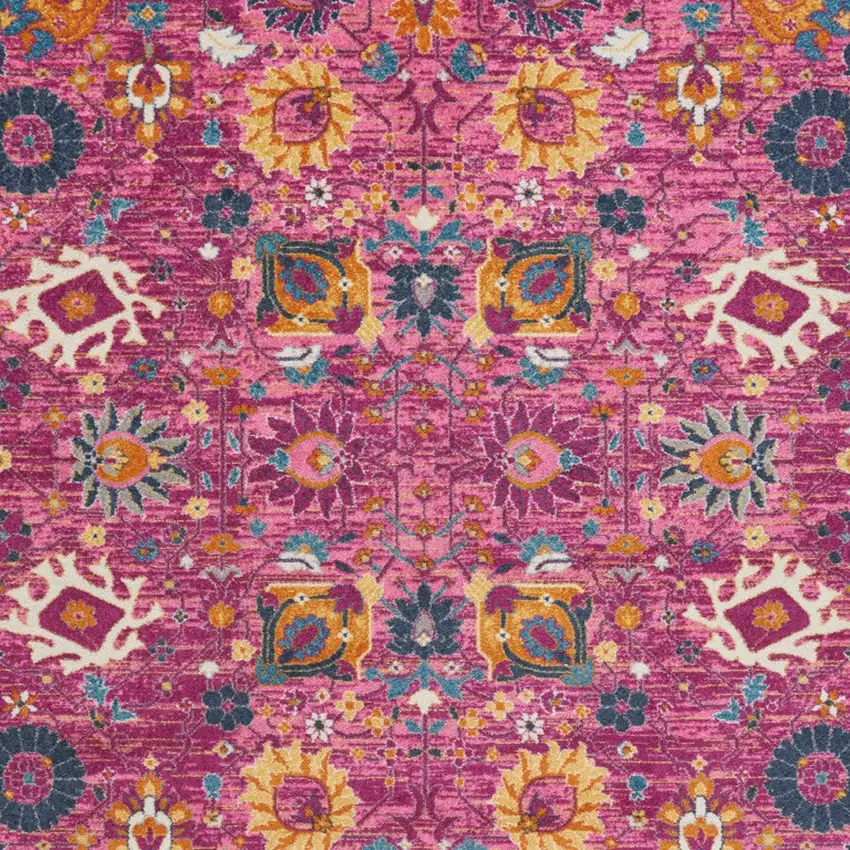Pink Floral Power Loom Area Rug Photo 7