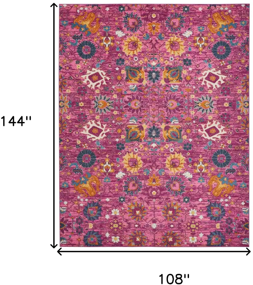 Pink Floral Power Loom Area Rug Photo 9