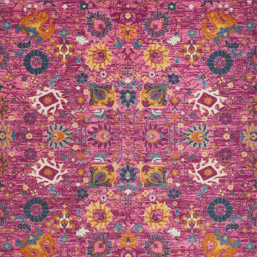Pink Floral Power Loom Area Rug Photo 8