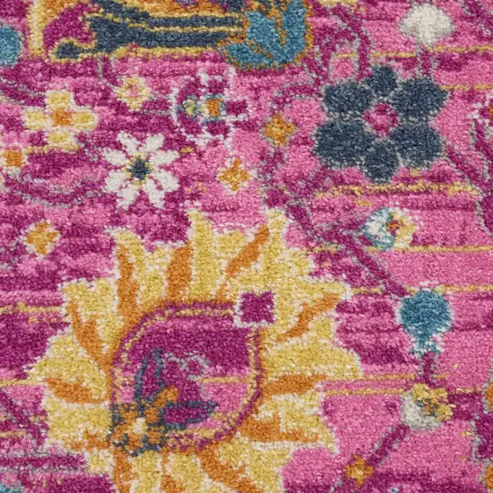 Pink Floral Power Loom Area Rug Photo 3