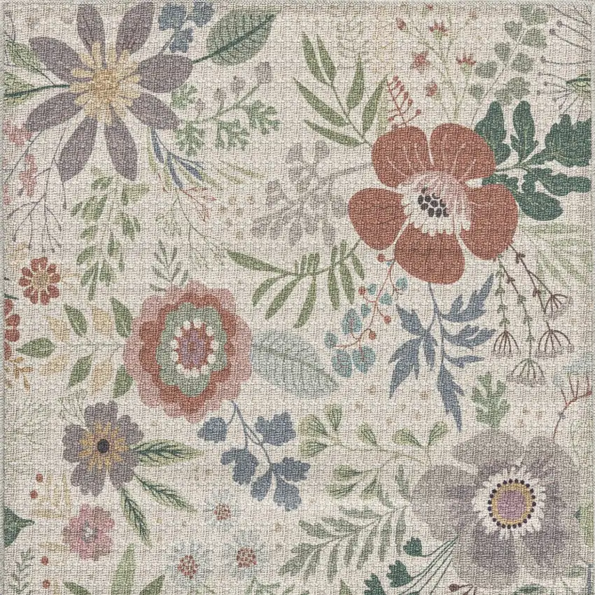 Pink Floral Power Loom Non Skid Area Rug Photo 8