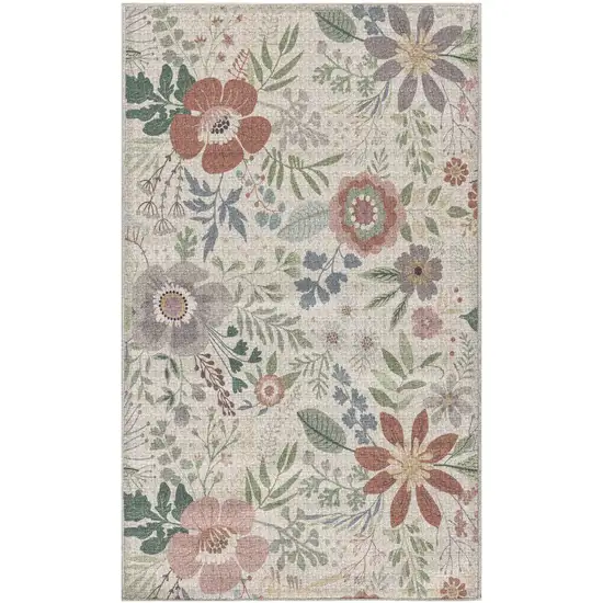 Pink Floral Power Loom Non Skid Area Rug Photo 3