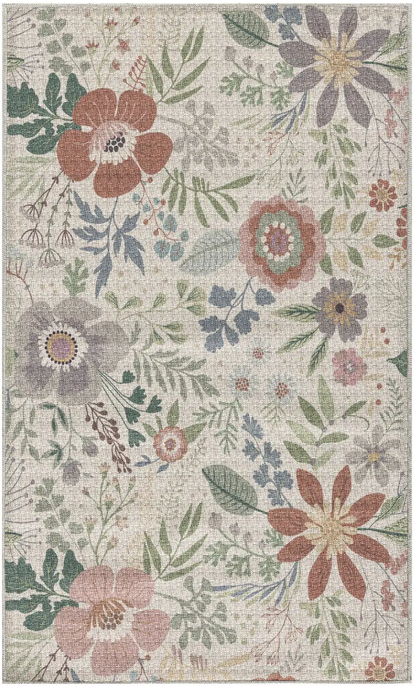 Pink Floral Power Loom Non Skid Area Rug Photo 3