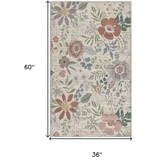 Pink Floral Power Loom Non Skid Area Rug Photo 3