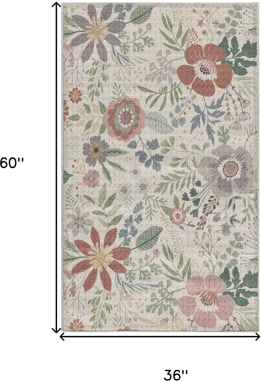 Pink Floral Power Loom Non Skid Area Rug Photo 3