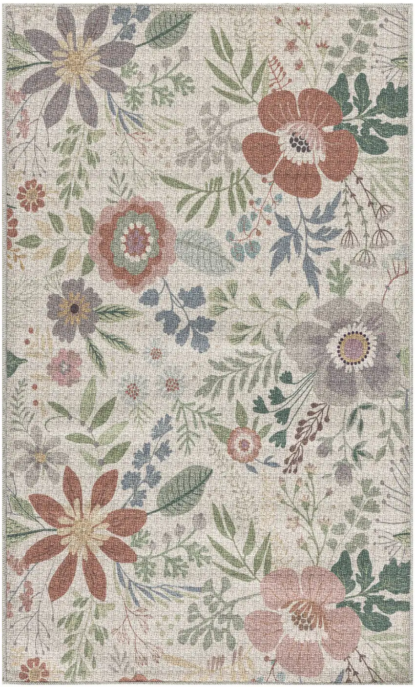 Pink Floral Power Loom Non Skid Area Rug Photo 2