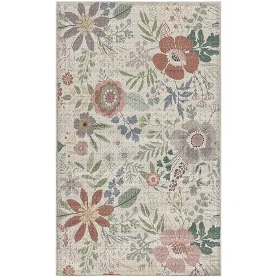 Pink Floral Power Loom Non Skid Area Rug Photo 2