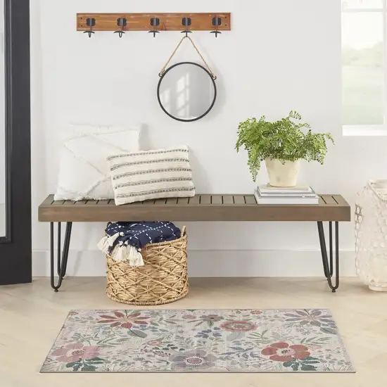 Pink Floral Power Loom Non Skid Area Rug Photo 9
