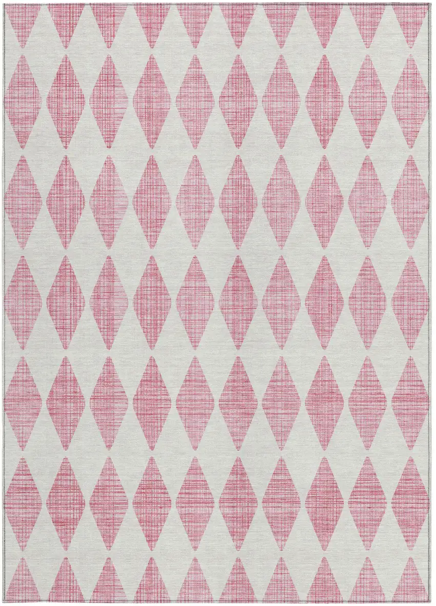 Pink Geometric Washable Indoor Outdoor Area Rug Photo 6