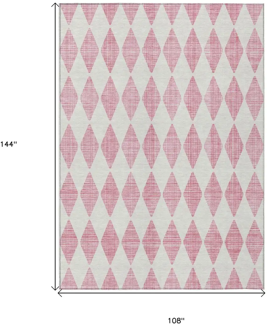 Pink And Ivory Geometric Washable Indoor Outdoor Area Rug Photo 6