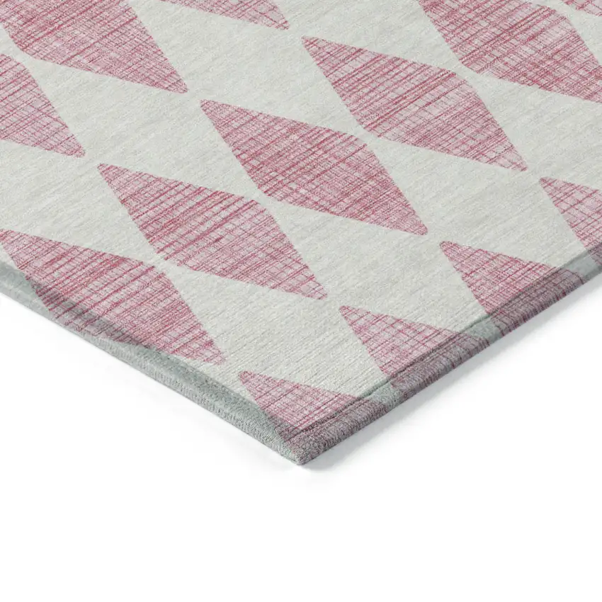 Pink Geometric Washable Indoor Outdoor Area Rug Photo 3